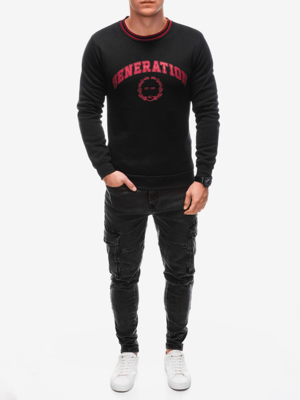 Edoti Červeno-černá pánská mikina s potiskem Edoti