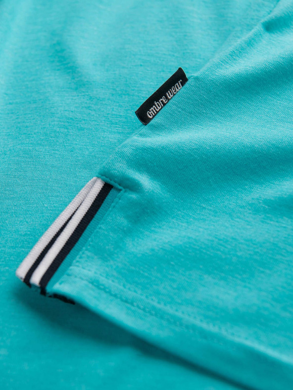 Ombre Clothing Tyrkysové pánské tričko s knoflíky Ombre Clothing