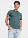 Ombre Clothing Tmavě zelené pánské tričko s knoflíky Ombre Clothing
