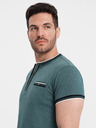 Ombre Clothing Tmavě zelené pánské tričko s knoflíky Ombre Clothing