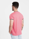Ombre Clothing Starorůžové pánské tričko s knoflíky Ombre Clothing