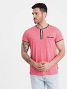 Ombre Clothing Starorůžové pánské tričko s knoflíky Ombre Clothing