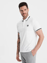 Ombre Clothing Bílé pánské polo tričko Ombre Clothing