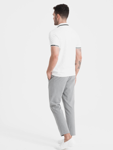 Ombre Clothing Bílé pánské polo tričko Ombre Clothing