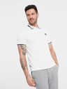 Ombre Clothing Bílé pánské polo tričko Ombre Clothing