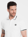 Ombre Clothing Bílé pánské polo tričko Ombre Clothing
