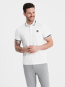 Ombre Clothing Bílé pánské polo tričko Ombre Clothing