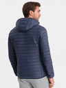 Ombre Clothing Tmavě modrá pánská lehká prošívaná bunda Ombre Clothing
