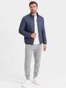 Ombre Clothing Tmavě modrá pánská lehká prošívaná bunda Ombre Clothing