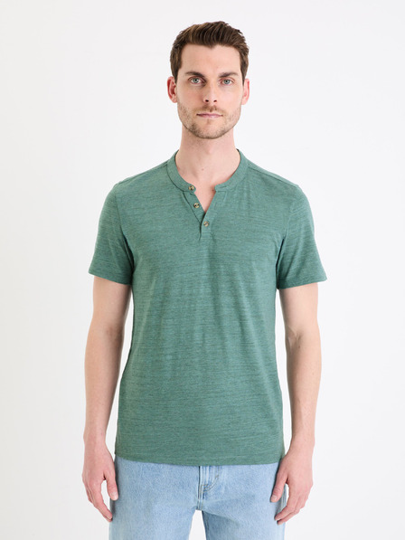 Celio Zelené pánské tričko s knoflíky Celio Cegeti