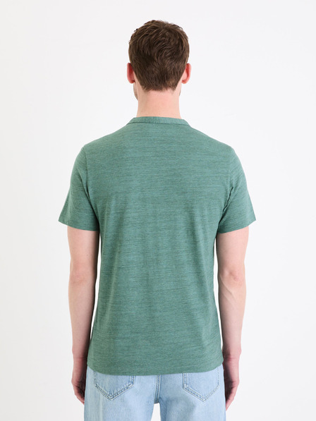Celio Zelené pánské tričko s knoflíky Celio Cegeti