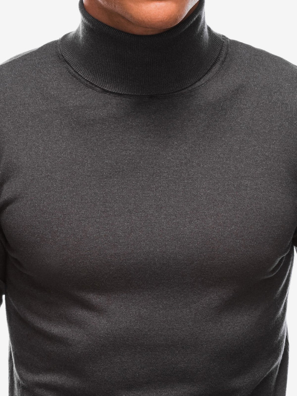 Edoti Tmavě šedý pánský svetr s rolákem Edoti