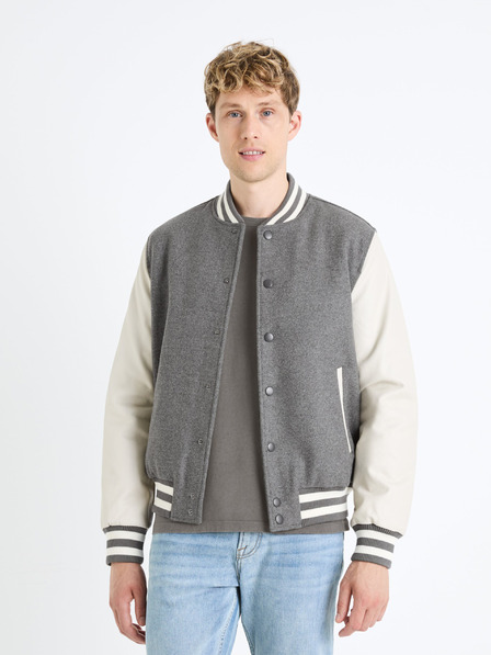 Celio Krémovo-šedý pánský bomber s příměsí vlny Celio Fuvarsi