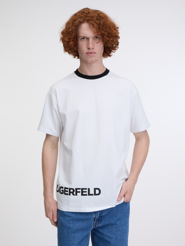 Karl Lagerfeld Bílé pánské tričko KARL LAGERFELD