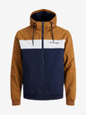 Jack & Jones Hnědo-modrá pánská lehká bunda s kapucí Jack & Jones Rush