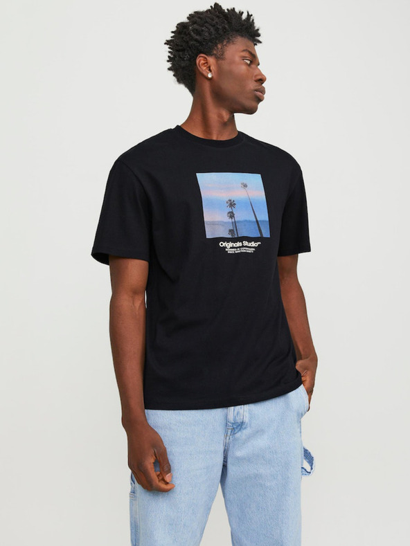 Jack & Jones Černé pánské tričko Jack & Jones Vesterbro