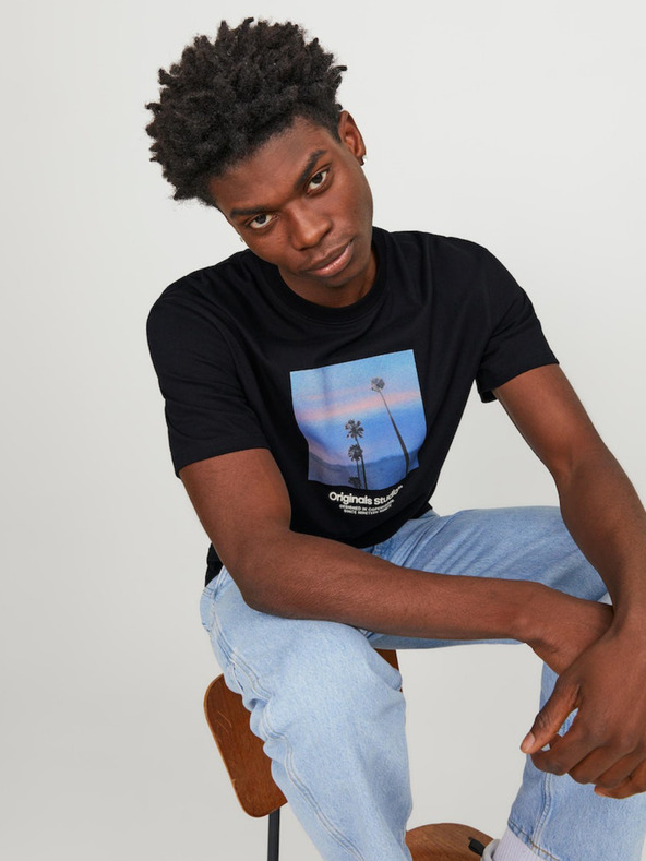 Jack & Jones Černé pánské tričko Jack & Jones Vesterbro