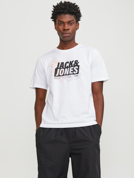 Jack & Jones Bílé pánské tričko Jack & Jones Map