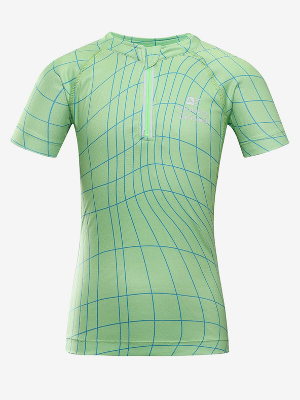 ALPINE PRO Zelený dětský vzorovaný cyklo dres ALPINE PRO LATTERO