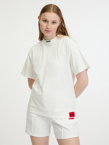 HUGO Krémové dámské tričko HUGO Dina T-shirt