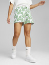 Puma Bílo-zelené dámské vzorované teplákové kraťasy Puma ESS+ Blossom 5" AOP Shorts TR