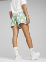 Puma Bílo-zelené dámské vzorované teplákové kraťasy Puma ESS+ Blossom 5" AOP Shorts TR