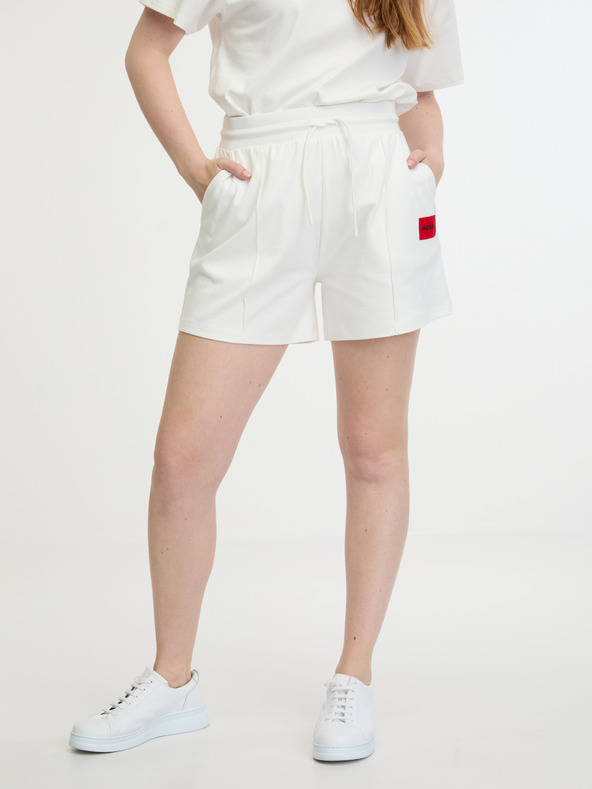 HUGO Krémové dámské teplákové kraťasy HUGO Dina Shorts