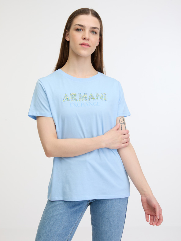 Armani Exchange Světle modré dámské tričko Armani Exchange