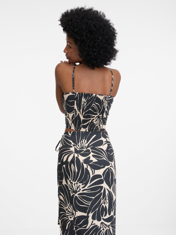 Orsay Černé dámské crop vzorované tílko ORSAY