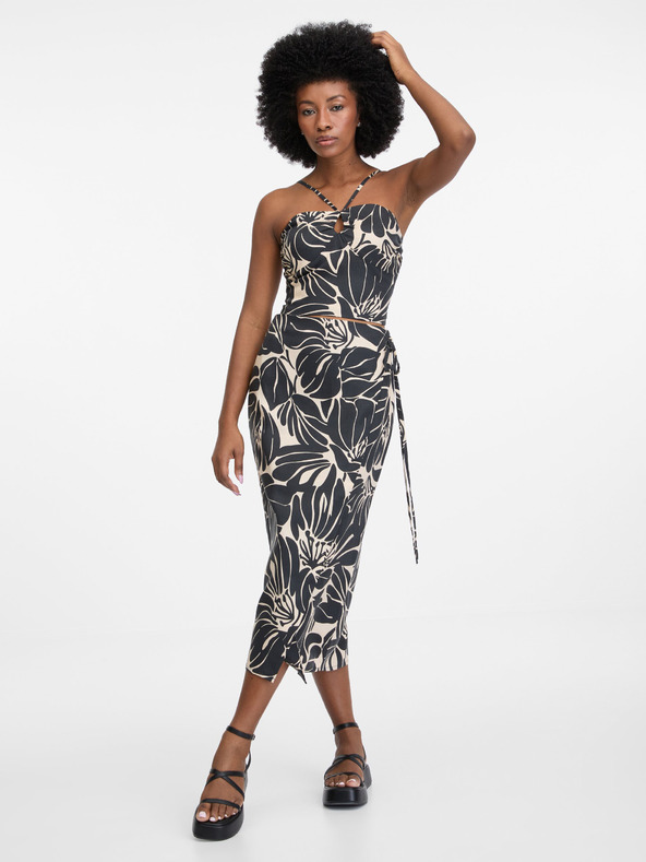 Orsay Černé dámské crop vzorované tílko ORSAY