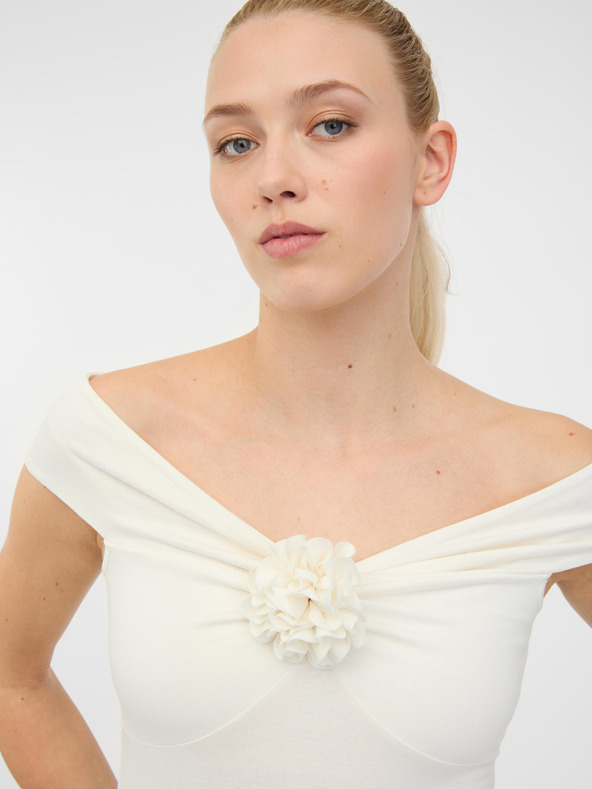 Orsay Krémové dámské tričko s krátkým rukávem s aplikací ORSAY