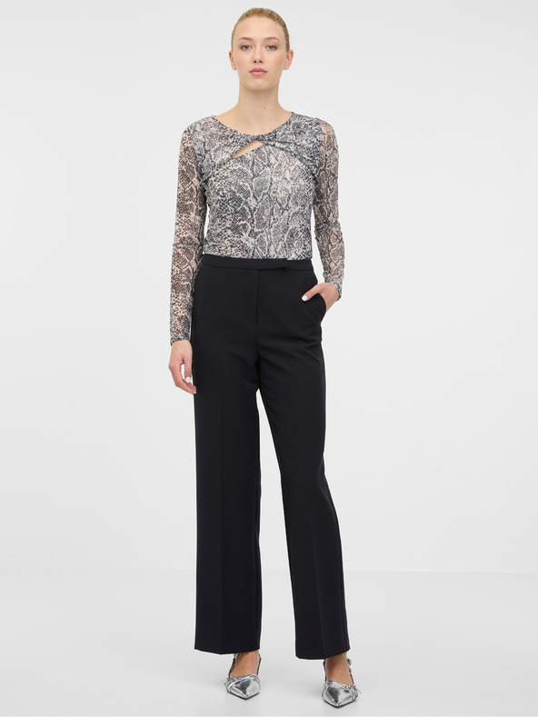 Orsay Černé dámské vzorované tričko s dlouhým rukávem ORSAY