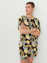 Jack & Jones Černo-oranžová pánská vzorovaná košile s krátkým rukávem Jack & Jones Luke