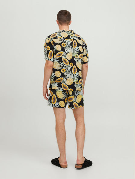 Jack & Jones Černo-oranžová pánská vzorovaná košile s krátkým rukávem Jack & Jones Luke