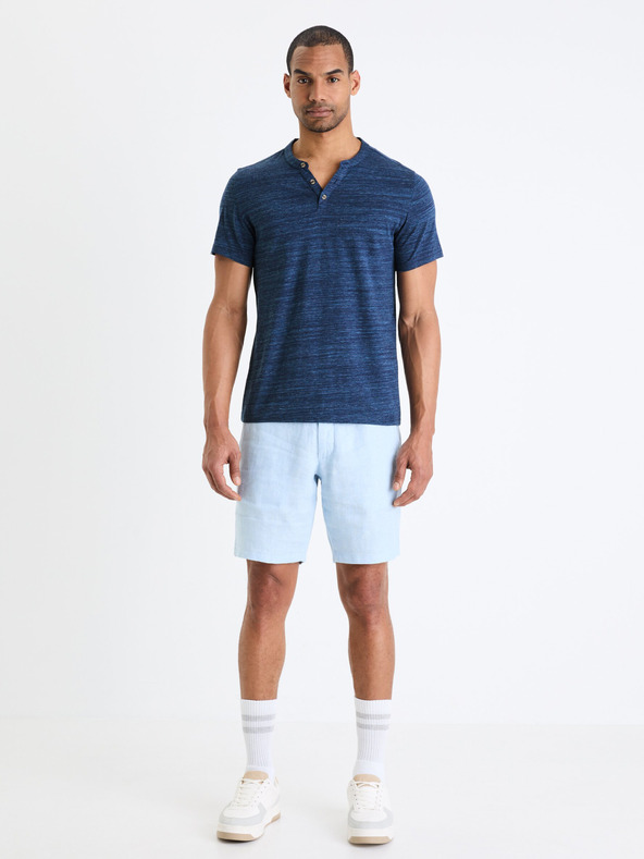 Celio Tmavě modré pánské žíhané tričko Celio Cegeti