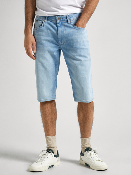 Pepe Jeans Modré pánské džínové kraťasy Pepe Jeans