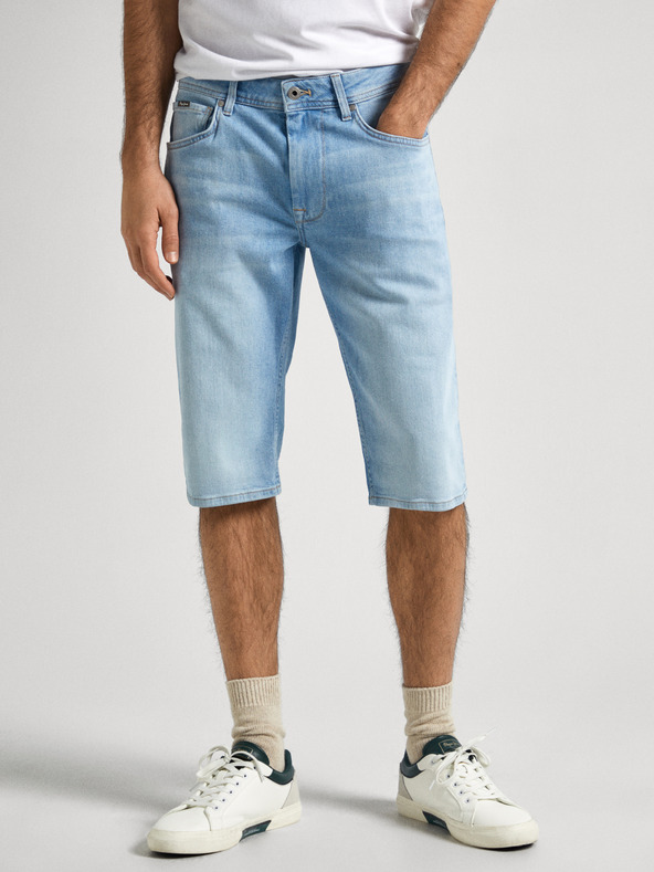 Pepe Jeans Modré pánské džínové kraťasy Pepe Jeans
