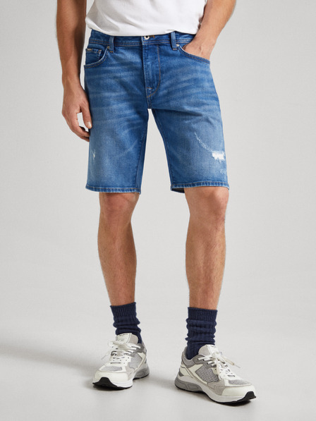 Pepe Jeans Modré pánské džínové kraťasy Pepe Jeans