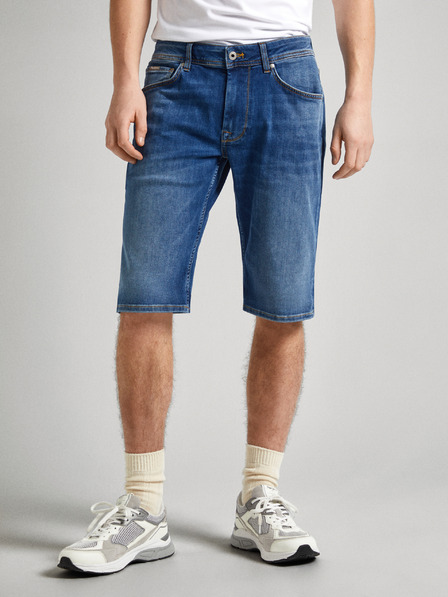 Pepe Jeans Modré pánské džínové kraťasy Pepe Jeans