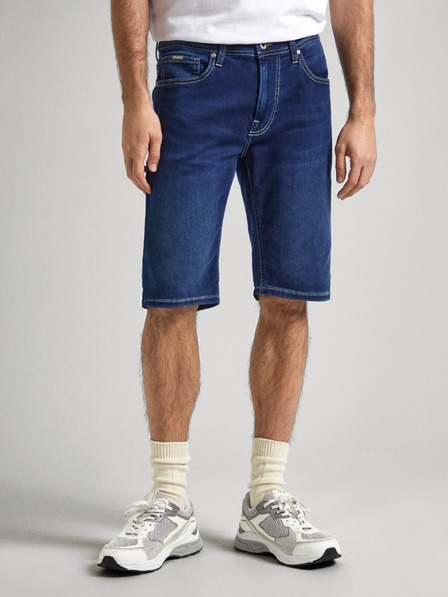 Pepe Jeans Modré pánské džínové kraťasy Pepe Jeans