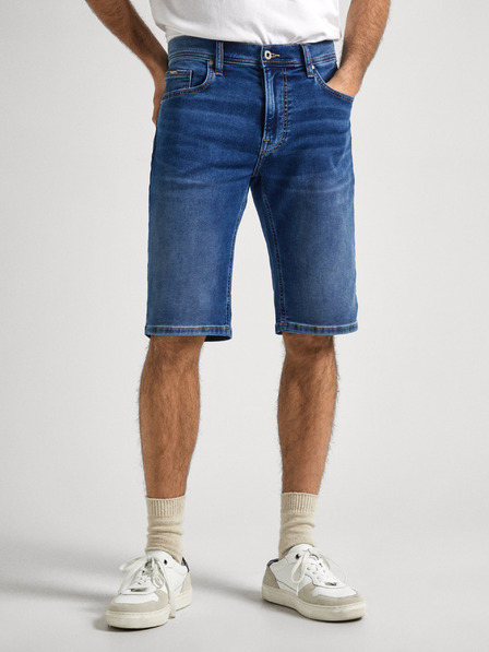 Pepe Jeans Modré pánské džínové kraťasy Pepe Jeans