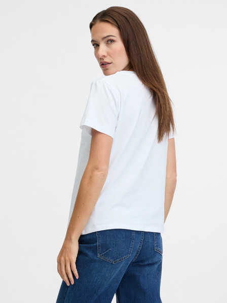 Pepe Jeans Bílé dámské tričko s potiskem Pepe Jeans