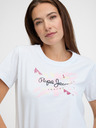 Pepe Jeans Bílé dámské tričko s potiskem Pepe Jeans