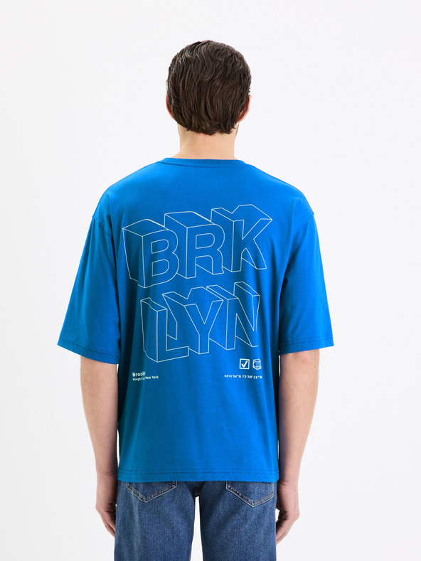 Celio Modré bavlněné tričko Celio Gesympa