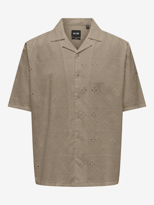 ONLY & SONS Hnědá pánská vzorovaná košile ONLY & SONS Ron