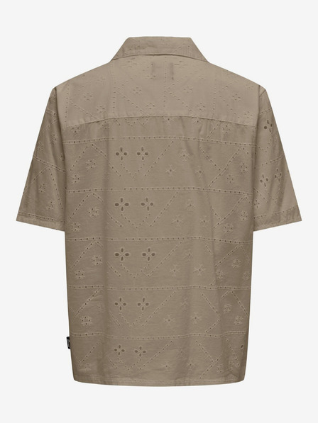 ONLY & SONS Hnědá pánská vzorovaná košile ONLY & SONS Ron