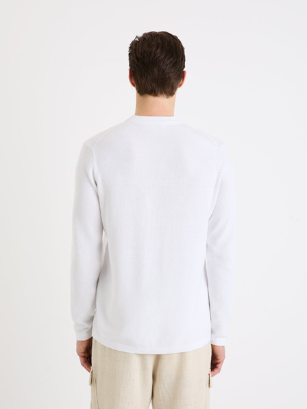 Celio Bílý pánský svetr Celio henley Genicolo