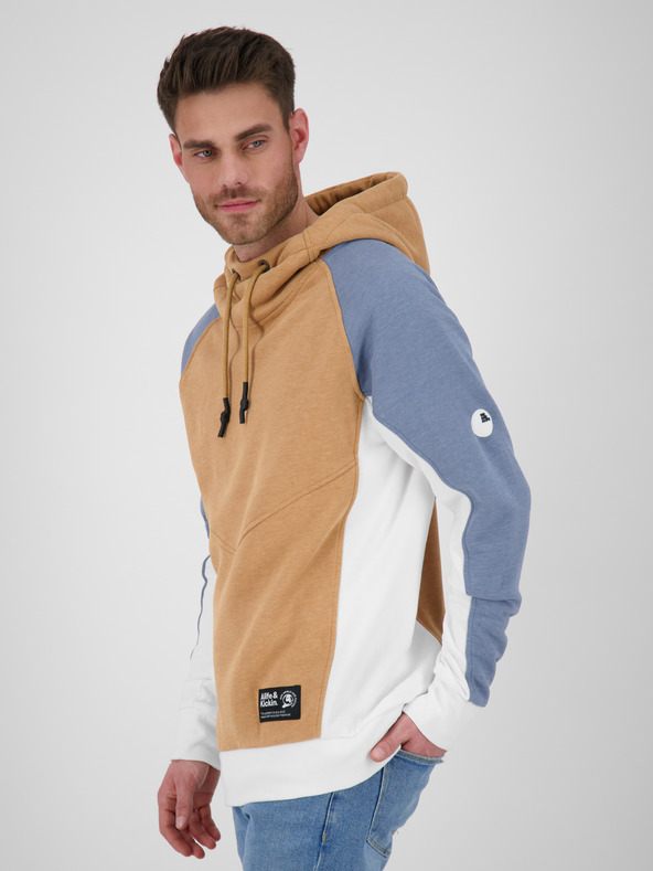 Alife and Kickin Modro-hnědá pánská mikina s kapucí Alife and Kickin