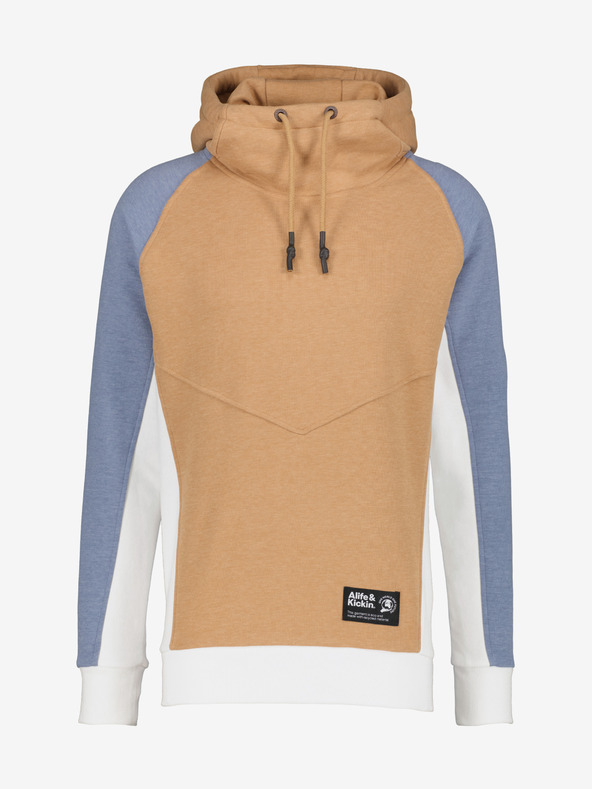 Alife and Kickin Modro-hnědá pánská mikina s kapucí Alife and Kickin
