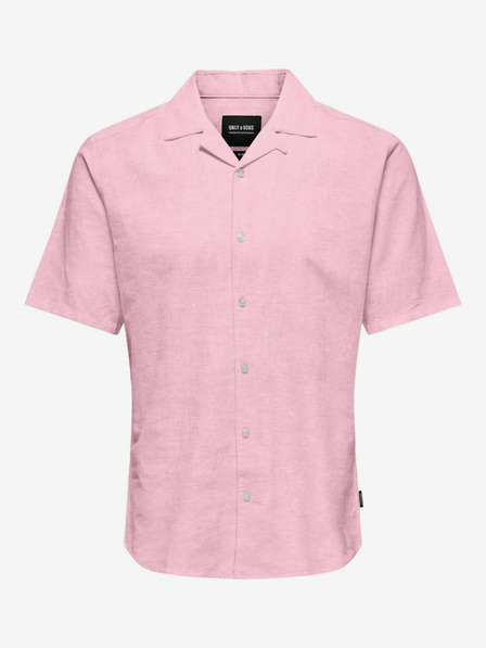 ONLY & SONS Růžová pánská košile s příměsí lnu ONLY & SONS Caiden